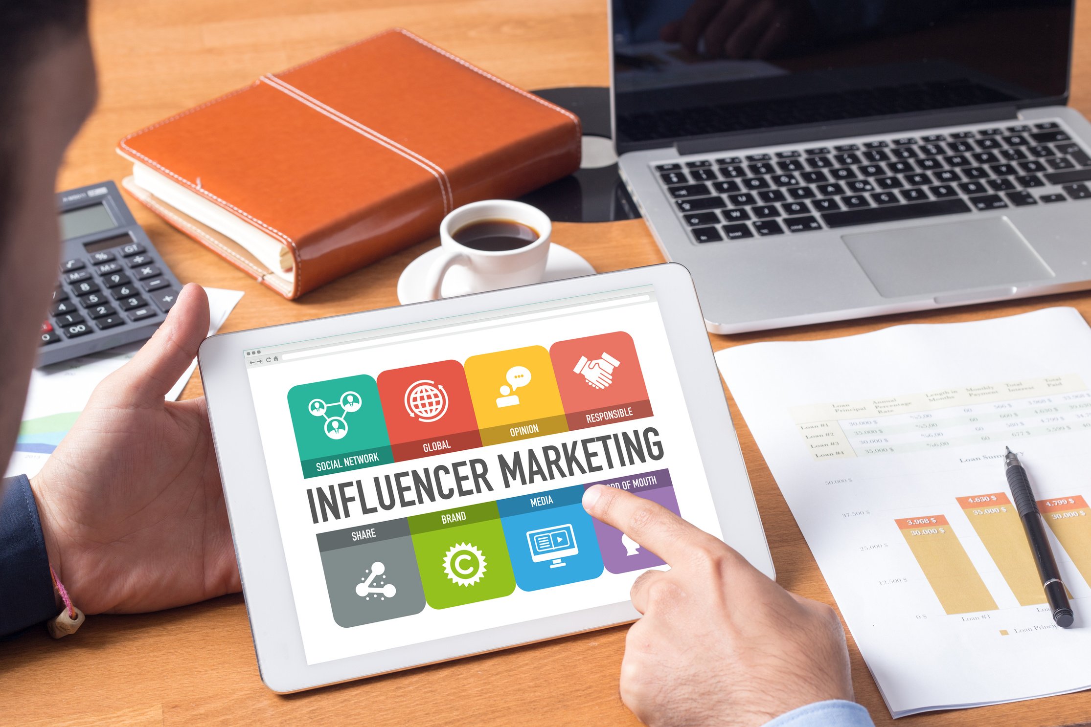 Influencer Marketing Concept on Tablet Pc